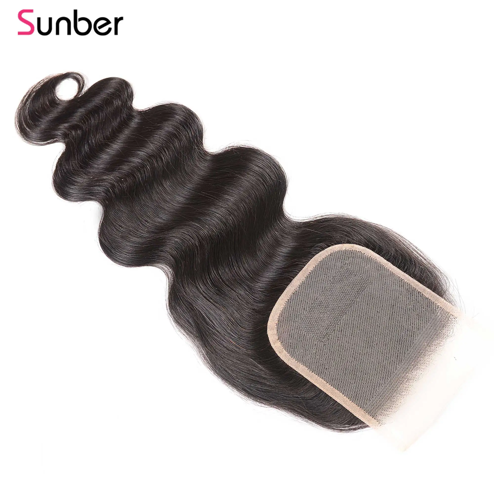 Sunber волосы перуанские волнистые прозрачные кружева закрытие remy волосы часть 4x4 10-20 дюймов наращивание волос