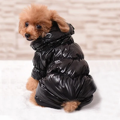 Зимний комбинезон для щенков, одежда для домашних животных, повседневное пальто для кошек, пижамы для маленьких и больших собак, одежда для чихуахуа, хорошее DOGGYZSTYLE - Цвет: black
