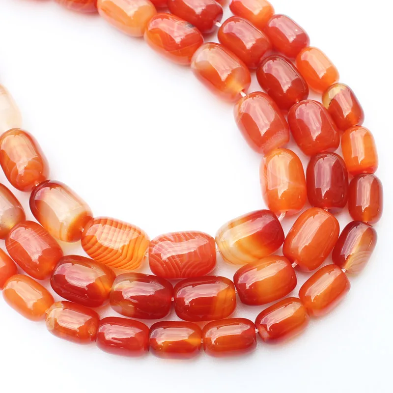 

Red Stripe Agate Drum shape Beads , 15inch per strand 10-18mm , For DIY Jewelry Making