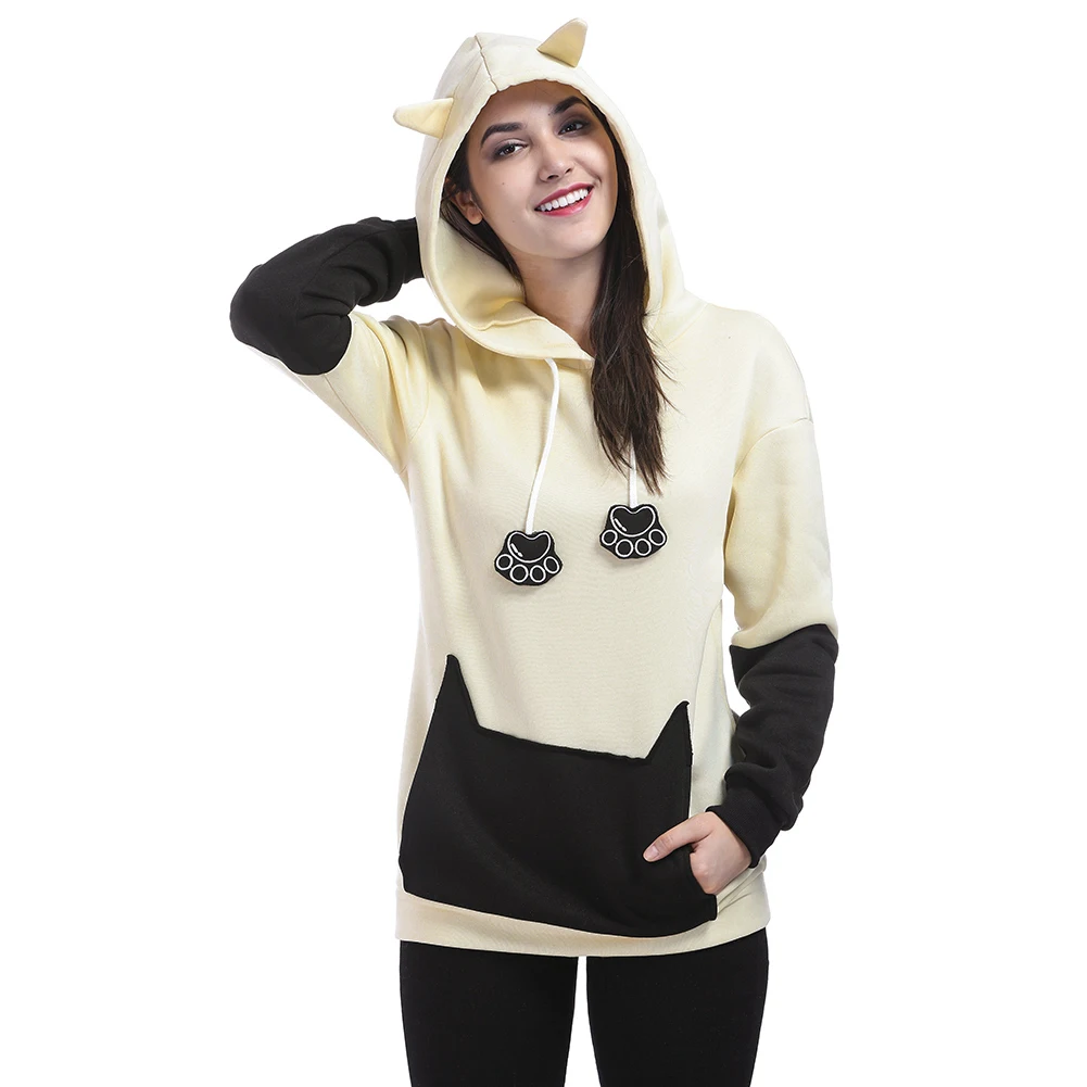 Cat Lovers Hoodies Pet Paw Emboridery 2018 Autumn New Pullovers 2