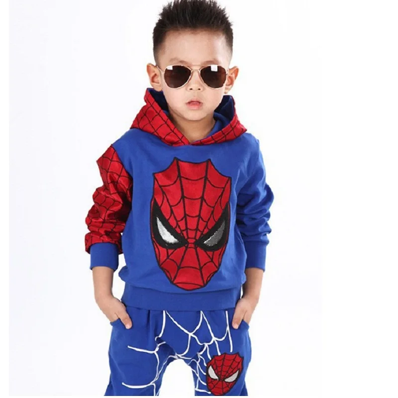 Весенне-осенний спортивный костюм с человеком-пауком для маленьких мальчиков комплект из 2 предметов, спортивные костюмы, комплекты детской одежды 3-7Y повседневная одежда, пальто+ штаны