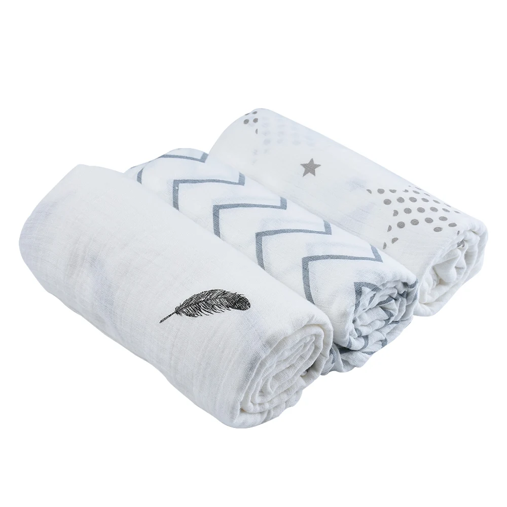 3 шт. Муслин 100% хлопок детские пеленки мягкий новорожденных одеяла для ванной марли Детские подгузники обёрточная бумага Sleepsack коляска
