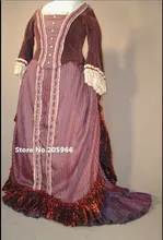 Costum Made to your Size 1800s Victorian Velvet&Silk Bustle Day Dress/Walking Suit/Party Dress