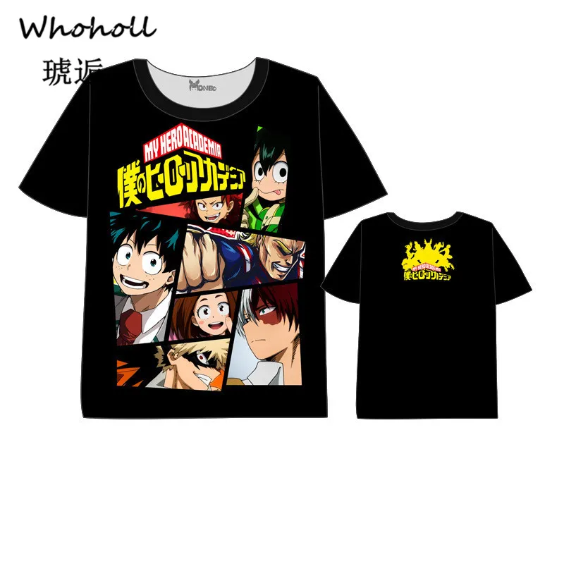 

My Hero Academia Men's Summer T-shirts Midoriya Izuku 3D Printing School College Style Boku No Hero Academia Black T Shirt Tops