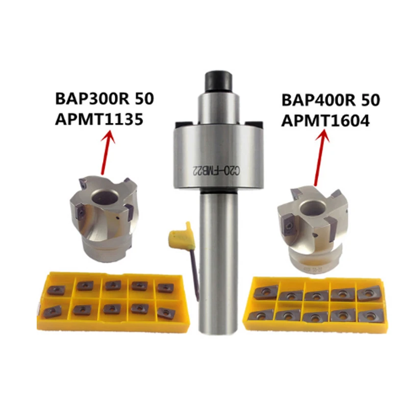 

1pc C20 FMB22 Face Milling Cutter BAP300R BAP400R 50 22 With 10Pcs APMT1604/APMT1135 Carbide Insert suitable for Aluminum