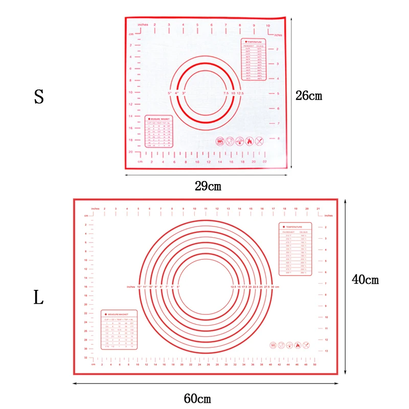 2 шт./лот, антипригарные силиконовые коврики для выпечки, для пиццы, теста, лайнеры, для торта, прокатки помадки, коврик, кондитерский лист, аксессуары, принадлежности