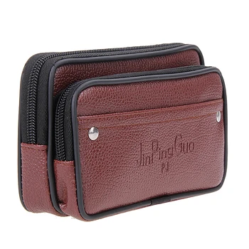 

New Men Waist Pack Bags PU Leather Small Belt Wallets Phone Holder Men Wallets Black Brown Purse Travel Mobile Phone Wallet
