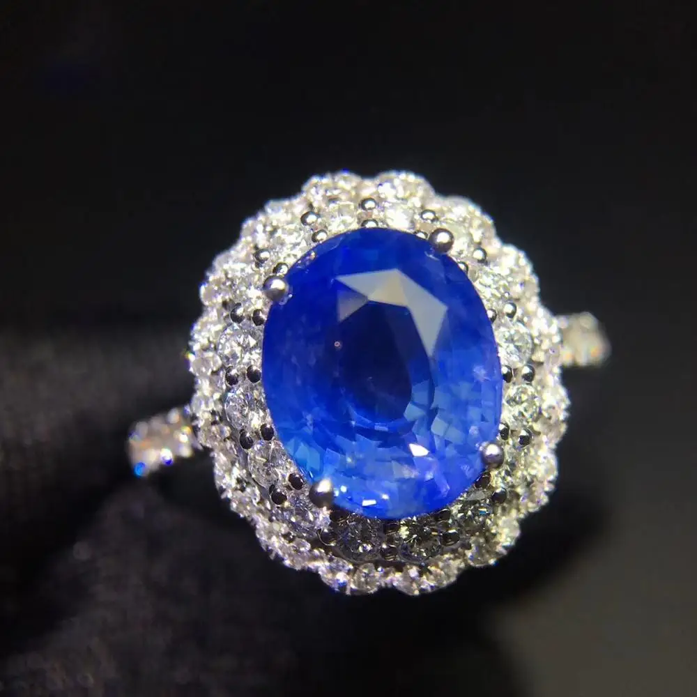 Ювелирные изделия из сапфира кольцо натуральный 3.75ct Cornflowerl драгоценный камень