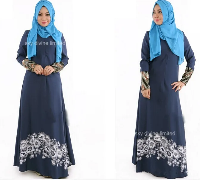Новое модное мусульманское женское платье abaya Дубай jibabs кафтан с длинным рукавом Талия платье одежда с принтом Арабская одежда - Цвет: 2