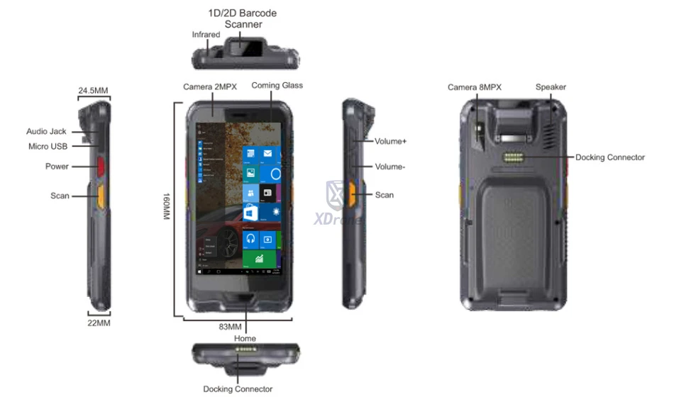 " мини планшет Windows 10 мобильный ПК водонепроницаемое компьютерное устройство 3g Intel четырехъядерный GNSS gps Wifi Bluetooth МП камера док-станция