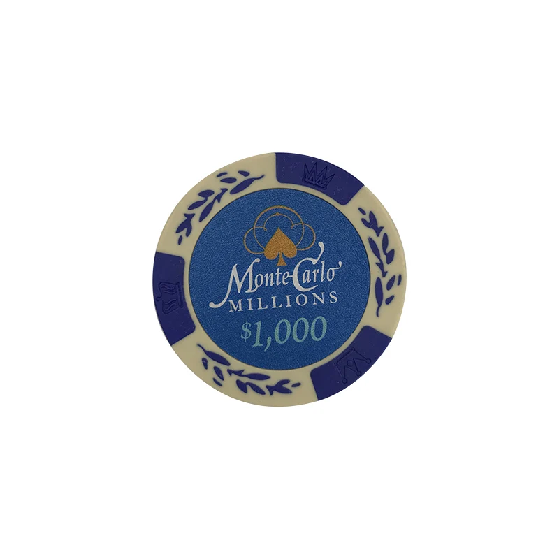 K8356 25 шт./лот доллар пшеничная пленка глиняные фишки монеты Baccarat Texas Hold'em Цвет Корона глина покер игральные фишки Pokerstars 14 г - Цвет: 1000 yuan face value