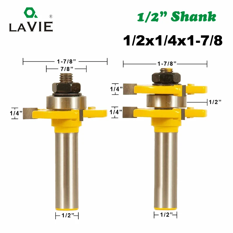 2 шт, 12 мм, 1/2 хвостовик, шток и паз, соединение, сборные фрезы, 3/4 дюймов,, Т-образные фрезы для деревообработки, 03033
