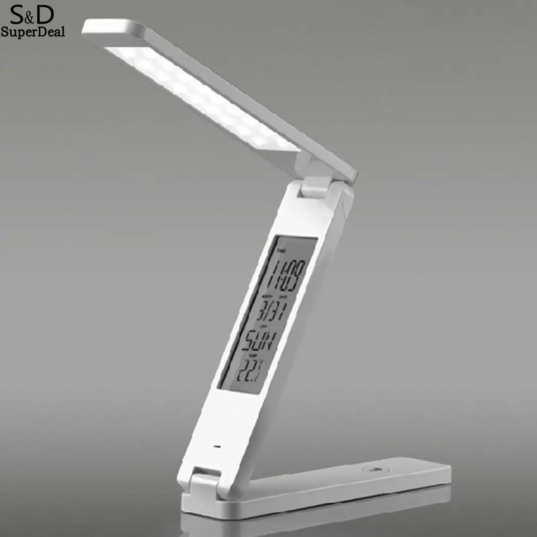 

LED Desk Lamp Eye Protection Dimmable Bulbs Calendar Yes 5500K Alarm Clock Folding Table 18 Light >80 >3500H