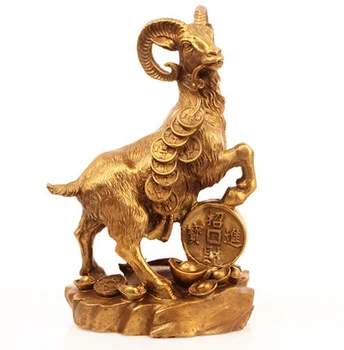 

Chinese Feng Shui Feng Shui Auspicious Sheep / Goats Standing on Treasure for Wealth Luck
