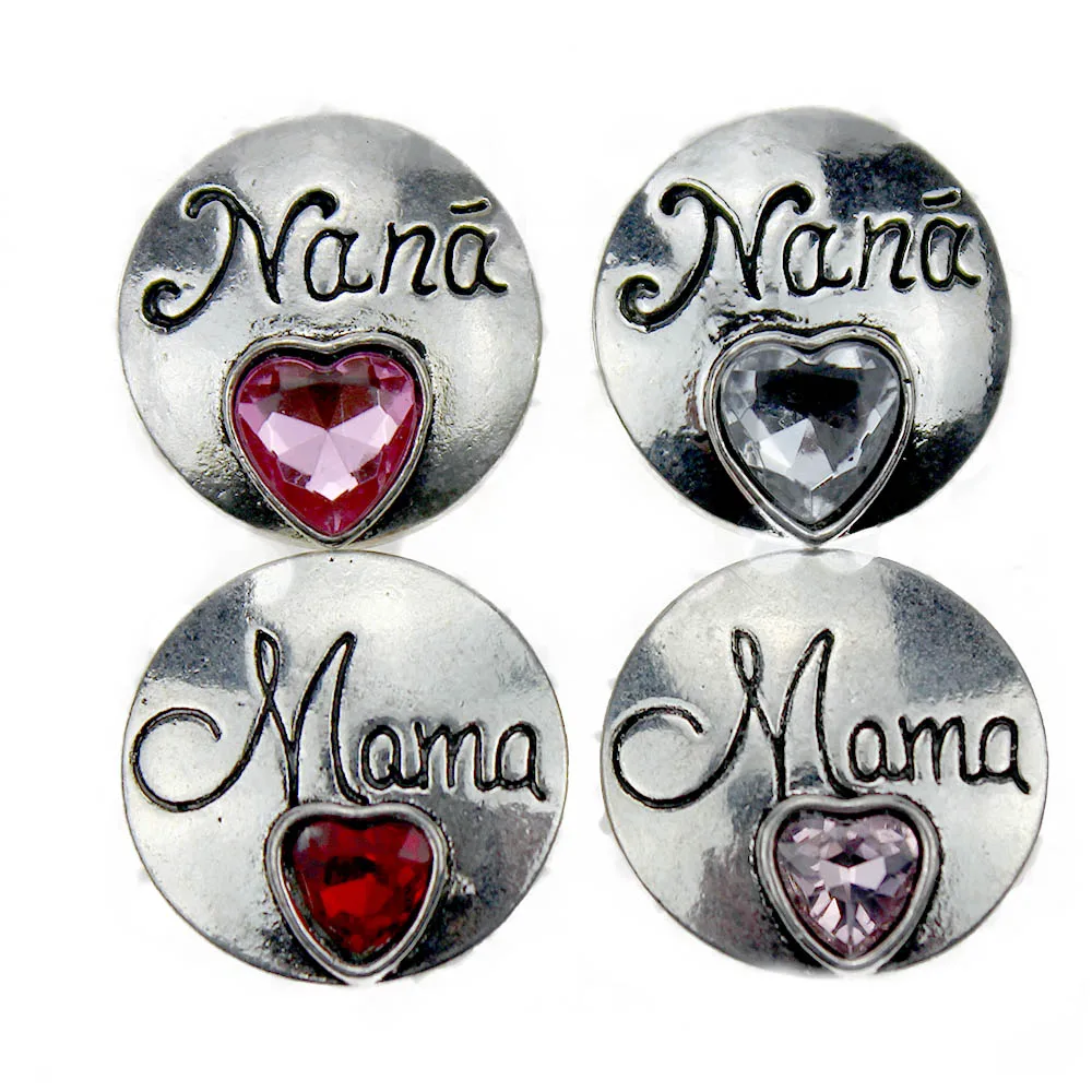 

10pcs/lot Fashion Family Snap Jewelry NANA MAMA 18MM Metal Snap Buttons Fit Snap Bracelet Jewelry For Women