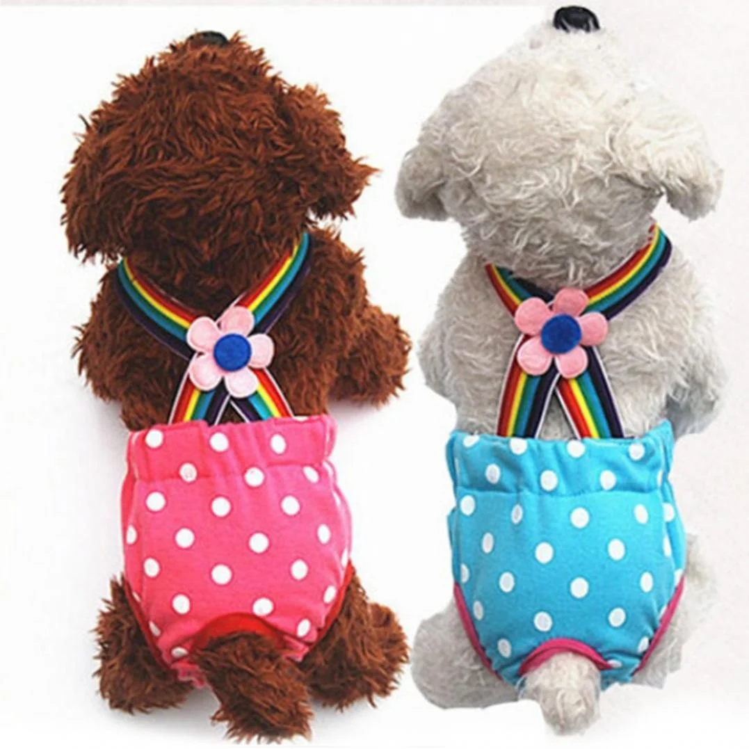 

Pet Physiological Pants Polka Dot Striped Female Dog Underwear Sanitary Diaper Couche Pour Animaux De Compagnie