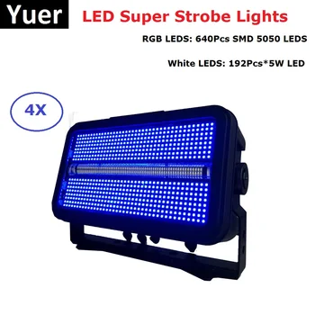 Goedkoop 4 Units LED Super Strobe 1400W RGB DMX Strobe Lights LED Zaklampen Dj Verlichting Stage Wash Effect Verlichting DMX disco Verlichting