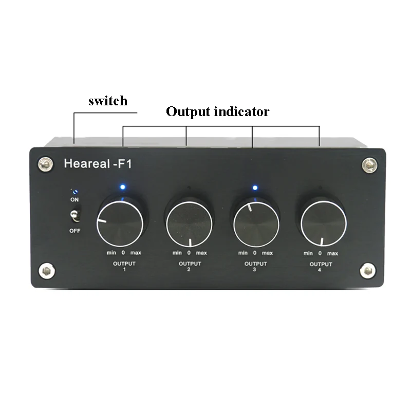 1 Input 4 Output Lossless Audio stereo Signal Switcher Switch Splitter Selector AC 220V for amplifier audio