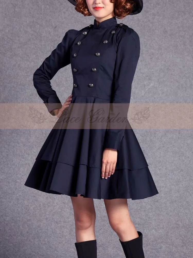 Dark blue Long Sleeves Ruffles 18th Century Renaissance Gothic Victorian Dresses Halloween Ball Gowns/Party Dress | Женская одежда