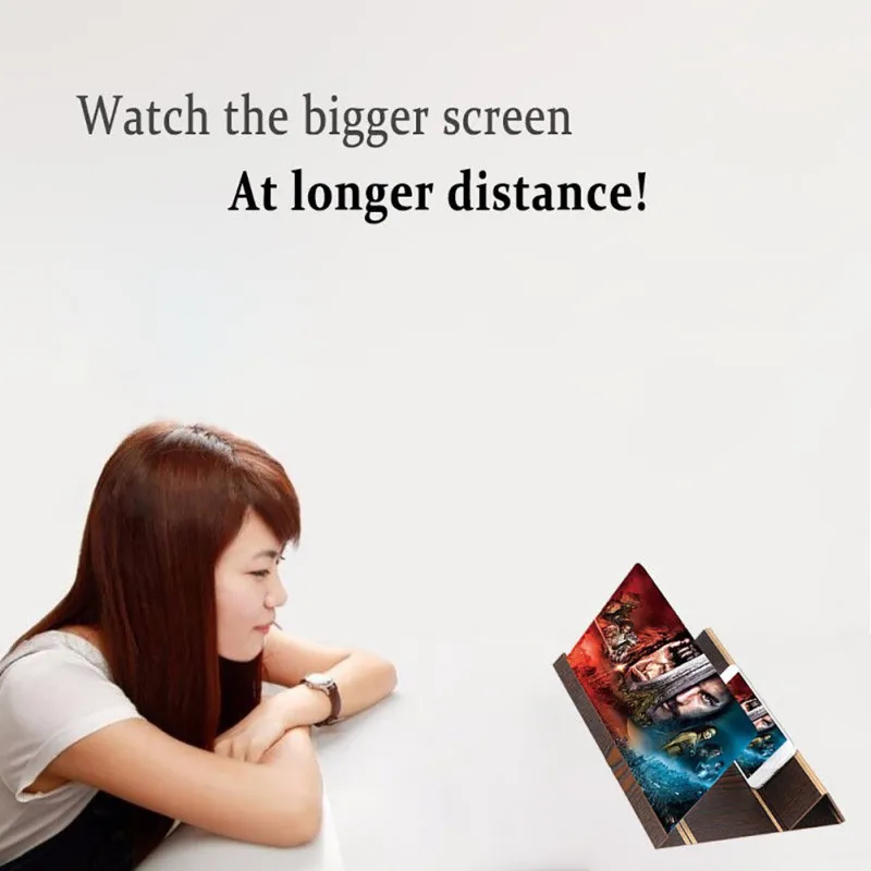  12 inch wooden Mobile Video Screen Magnifier High Definition Mobile Phone Screen Amplifier with Woo