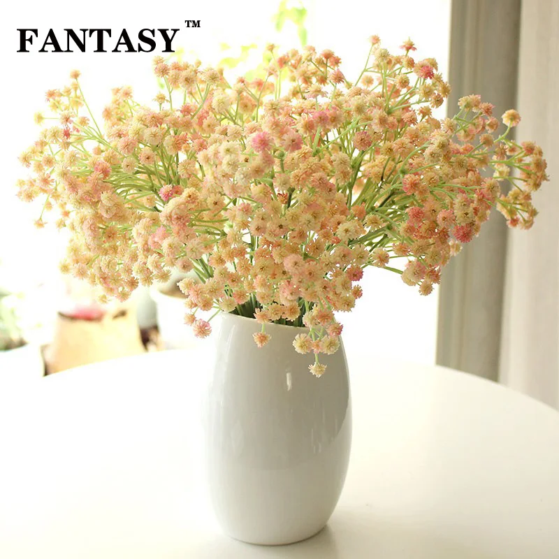 

FANTASY 135Heads Gypsophila Artificial Flower Bouquet Home Indoor Plastic Fake Babybreath Flowers Arranging Wedding Table Decor