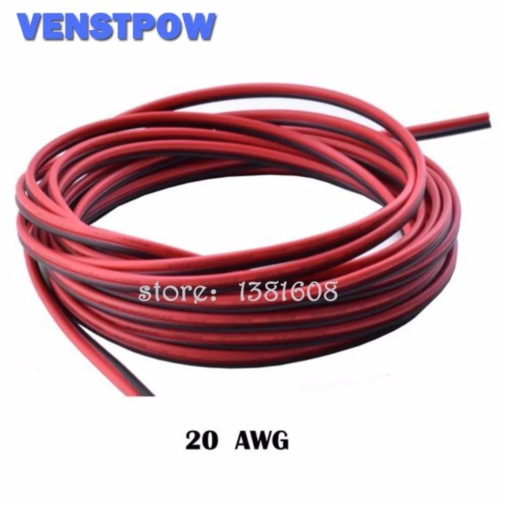5 м/лот Красный Черный 2 контакта 20AWG светодиодный удлинитель тонкий Медный