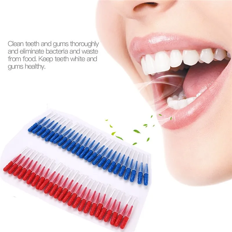 50 Count Slim Interdental Brush Between Teeth Brushes Toothpick