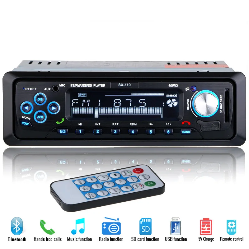 Автомобильный радиоприемник стерео mp3 плеер цифровой Bluetooth 60Wx4 FM аудио музыка USB/SD
