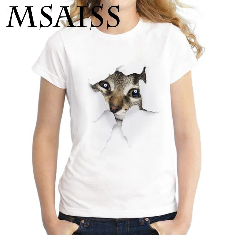 MSAISS الصيف القط 3D جميل T قميص المرأة الطباعة الأصالة س الرقبة تي شيرتات قصيرة الاكمام بلايز المحملة MSAISS الصيف القط 3D جميل T قميص المرأة الطباعة الأصالة س الرقبة تي شيرتات قصيرة الاكمام بلايز المحملة