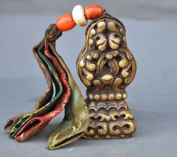 

wedding decoration 4"Chinese Tibet Buddhism Temple Bronze Silk seal stamp signet