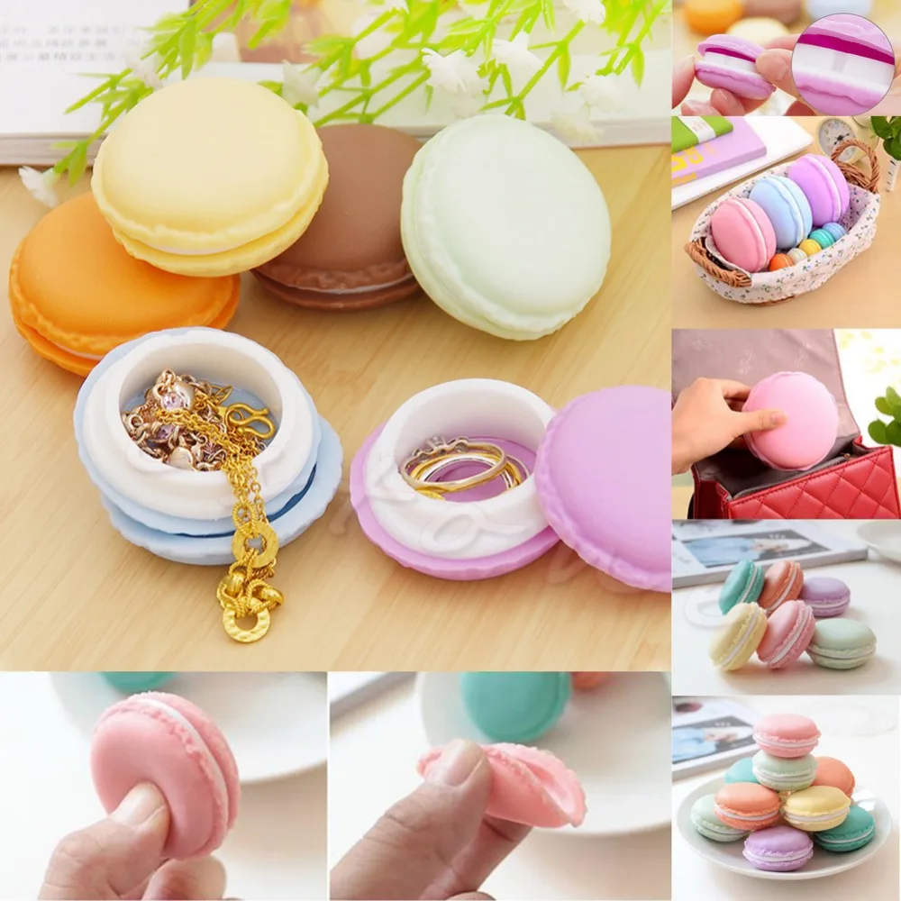 

Lovely Macaron Cake Shape Ring Necklace Earrings Jewelry Storage Display Box