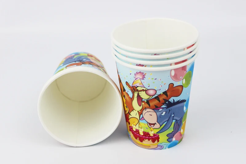 

12pcs happy birthday party decoration disposable tableware paper cups Winnie the Pooh cartoon pattern Kids Party supplies