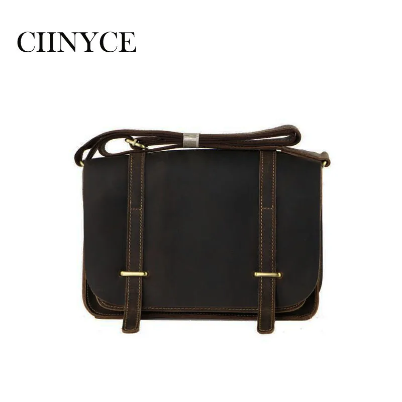 

Cow Leather Men's Briefcases Crazy Horse Nature Cowhide Skin Shoulder Male Business Messenger Bags Man's Laptop handbags