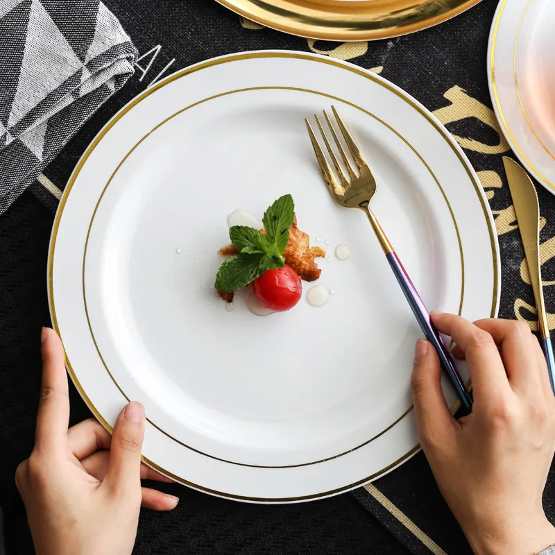 

Disposable plastic plate dish round steak dish party steak salad phnom penh plate pisposable kitchenware disposable plates