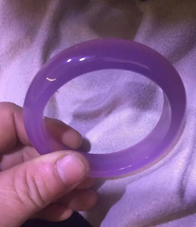 

free shipping Beautiful Chinese Natural purple manao Chalcedony stone Bangle Bracelet