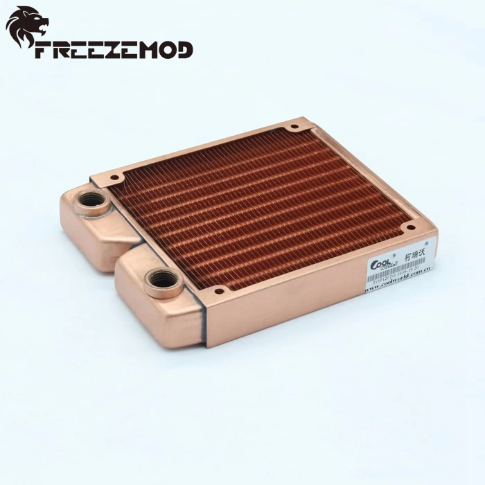 

FREEZEMOD 120mm fin copper computer water discharge liquid heat exchanger threaded thread radiator for 12cm fan. T120-THL1