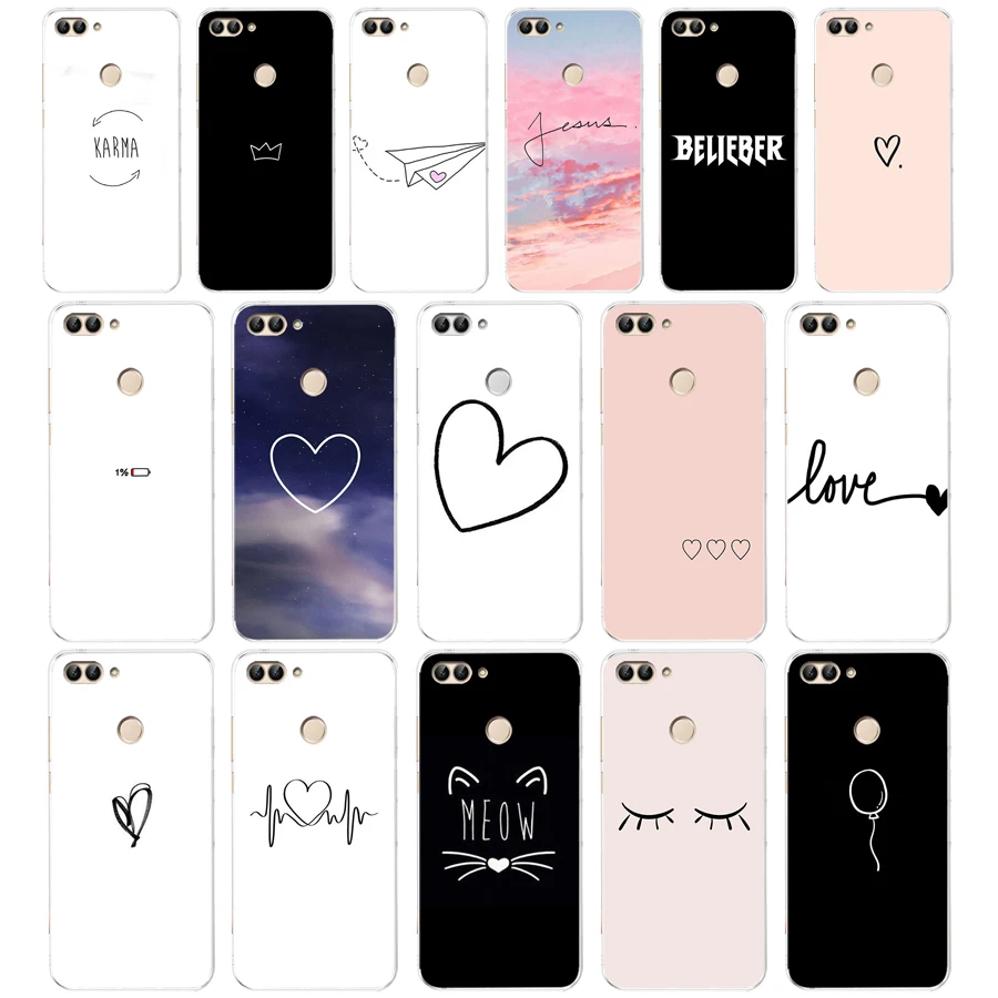 

146 Hot Simple Line Art Abstract Love Heart Soft Silicone Case For Huawei Honor Mate 20 pro View 10 p smart 2018 2019 cell Cover