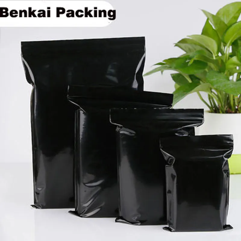 New Arrival 12 Wire Black Sealed Bag Self Sealing Plastic Bags 100pcs