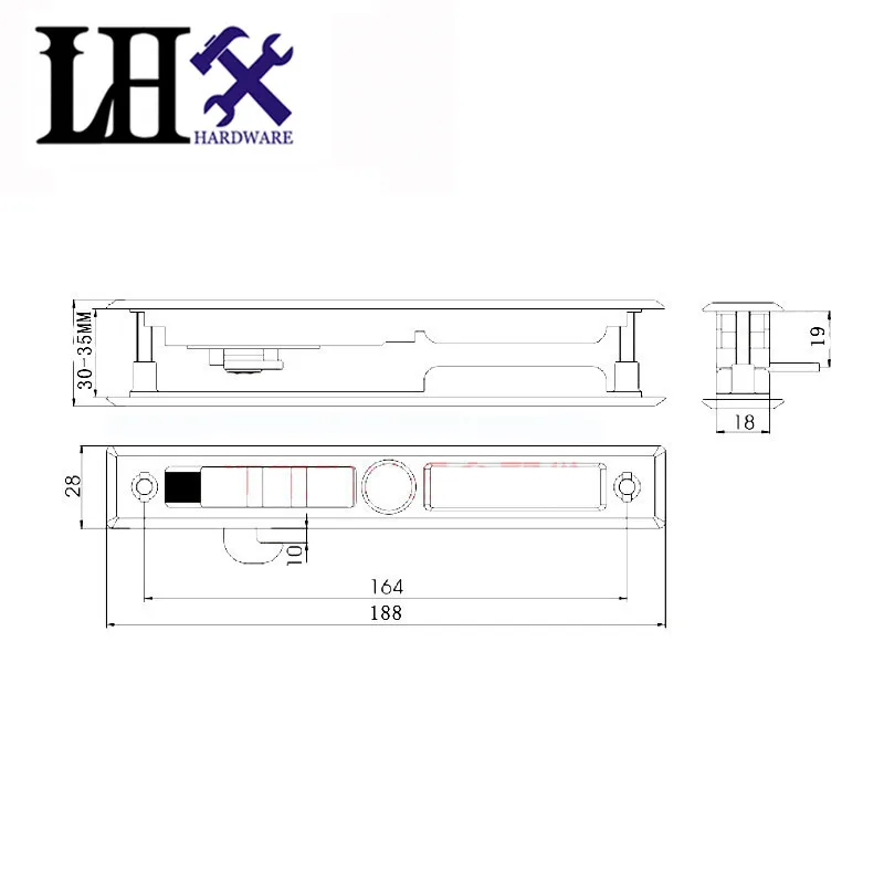 LHX CMMS226 фурнитура раздвижная дверь замок межкомнатный замок черный цвет кодовый(зеленый и красный) цинковый сплав с 2 латунными защелками для ключей