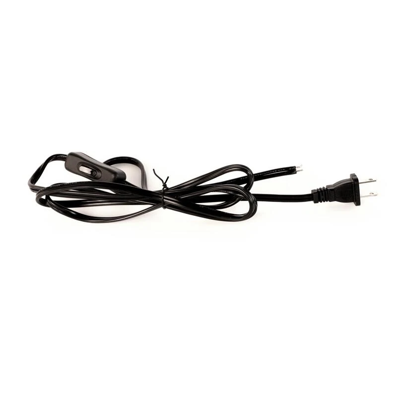 

0.75X2 Cable 1.8m On Off Power Cord For LED Lamp with Button switch switch ULPlug Light Switching BLACK Wire Extension