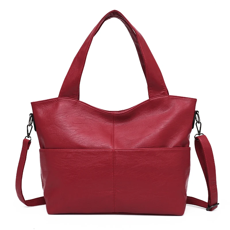 Vfemage, мягкая кожаная повседневная сумка-тоут, женские сумки, большая вместительность, сумки, женские сумки через плечо, сумки через плечо для женщин, сумка для основной - Цвет: Burgundy