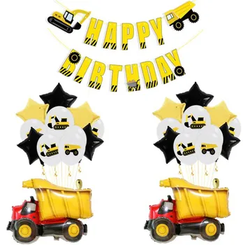 

Cartoon Hat Construction vehicle Excavator Theme Balloon Confetti Balloon Engineering Vehicles Birthday Party Supplies Hat