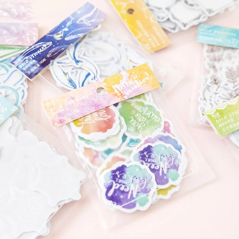 

45 Pcs/pack Cute Vintage adhesive paper sticker diy Handmade Gift Card photo album Scrapbook diary decor stickers