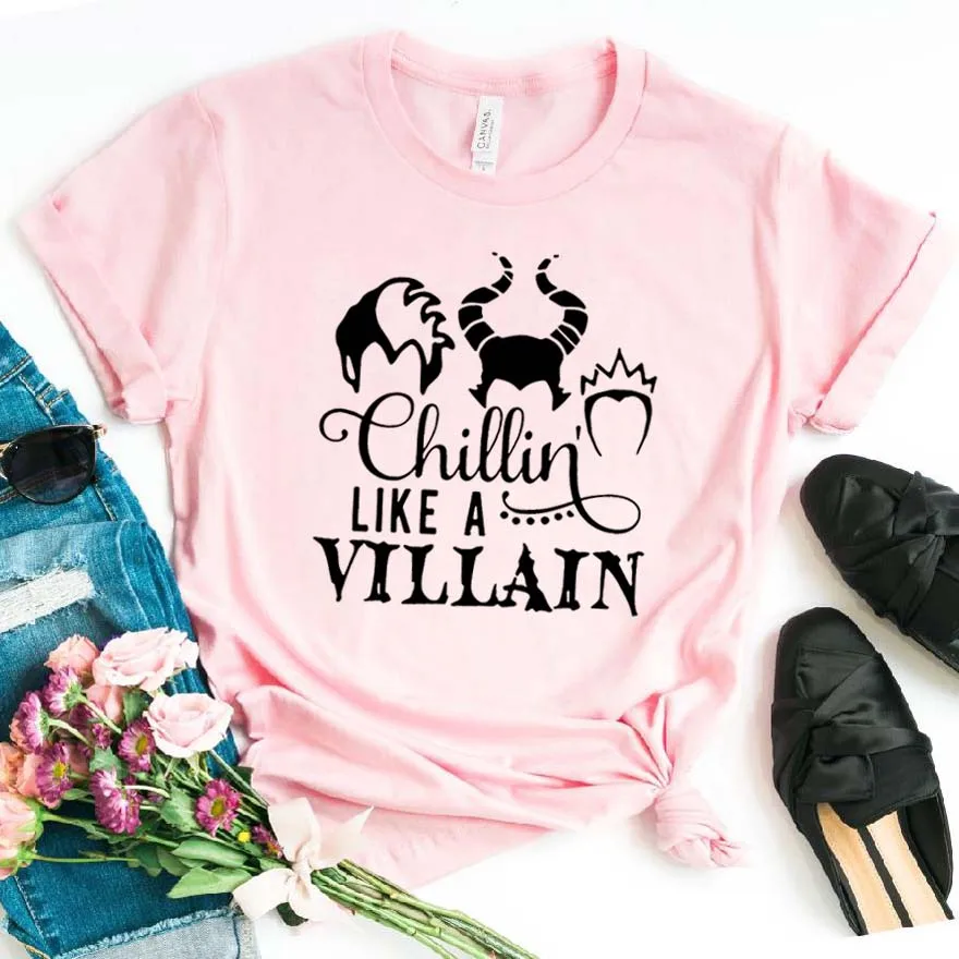 Chillin like a Villain женская футболка хлопковая Повседневная хипстерская забавная футболка подарок леди Юн Девушка Топ Футболка Прямая поставка ZY-292 - Цвет: Розовый