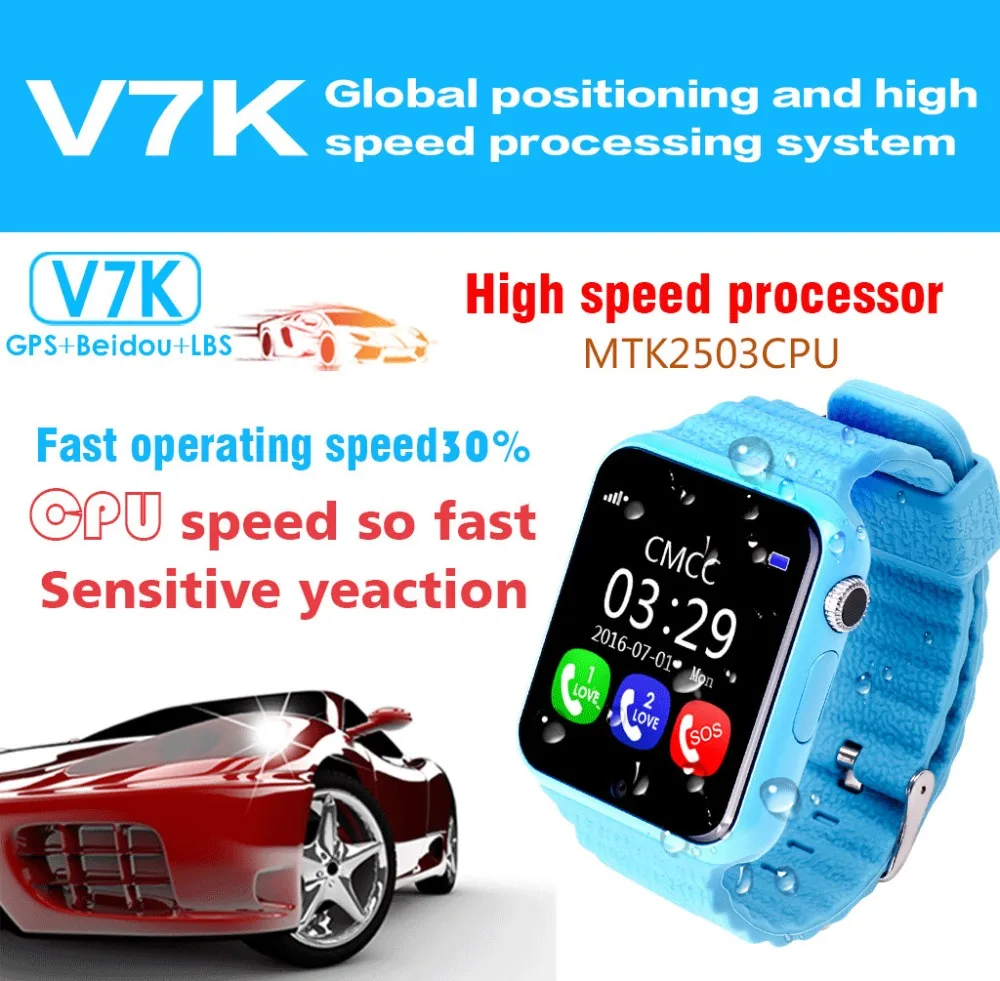 Gps Смарт часы V7K с Bluetooth камерой SIM TF карты детские часы SOS вызова расположение устройства трекер для детей мальчик девочка безопасный PK Q50