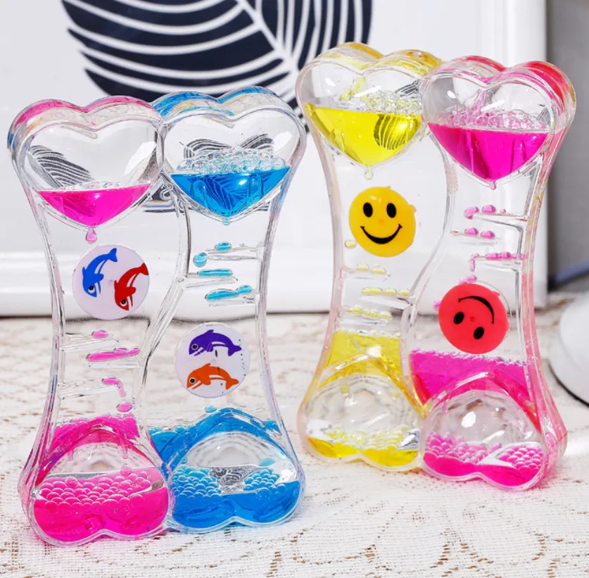Valentine's Day Double Hourglass Liquid Timer Visual Timer Oil Liquid