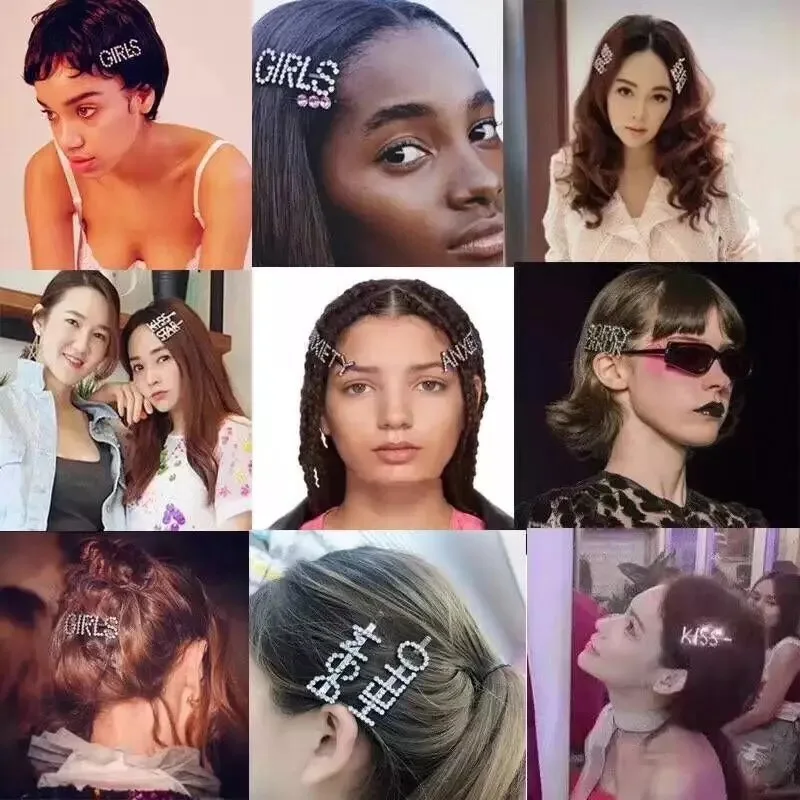 

Hot Sale 1PC 2019 New Arrival High Quality English Letter crystal Hairpin Unique Graceful Seaside Hair clip