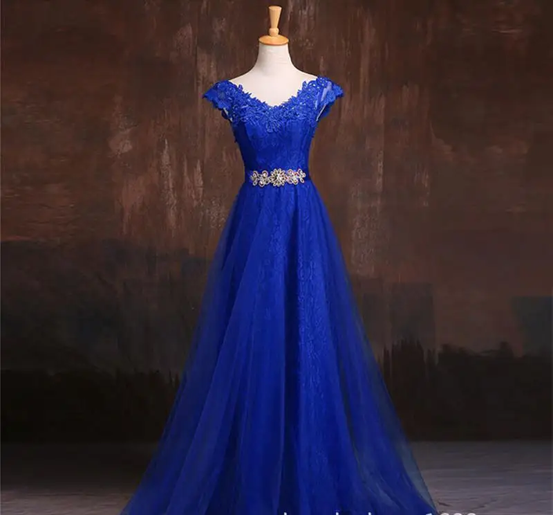 Новое модное Голубое Кружевное Вечернее Платье, Свадебные банкетные Вечерние Элегантные Длинные Выпускные платья размера плюс, платья для матери невесты - Цвет: Синий