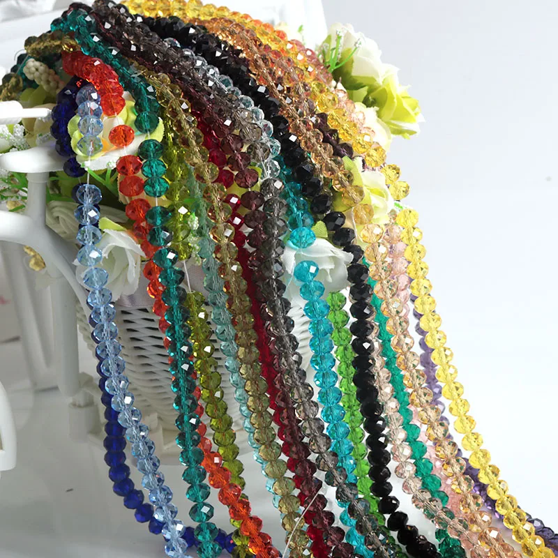 

8mm 70pcs crystal beads loose beads crystal rondelles Beads glass ball bracelet Jewelry DIY Flat Round Faceted Crystal Beads