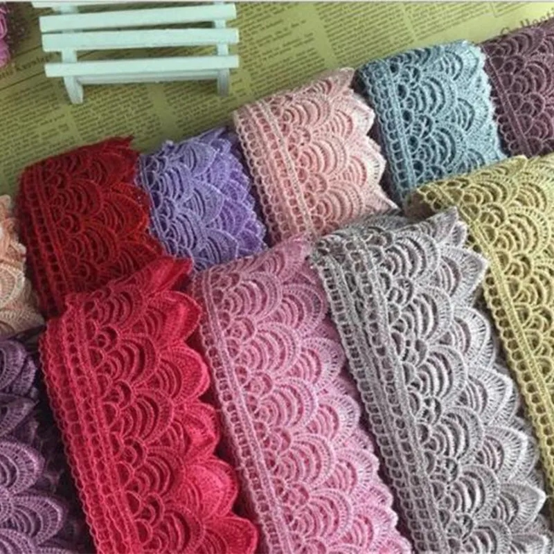 

DIY 4 Yards Fish scales embroidery lace Trim clothing Wedding dress accesories 6cm